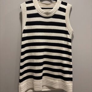Commense Eyelet Stripe Knit Short Dress